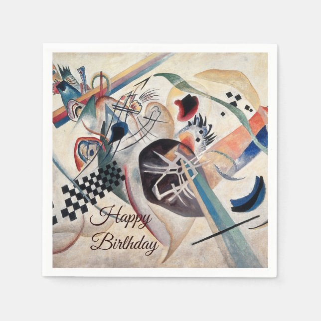 Kandinsky Abstract Art Happy Birthday Napkin (Front)