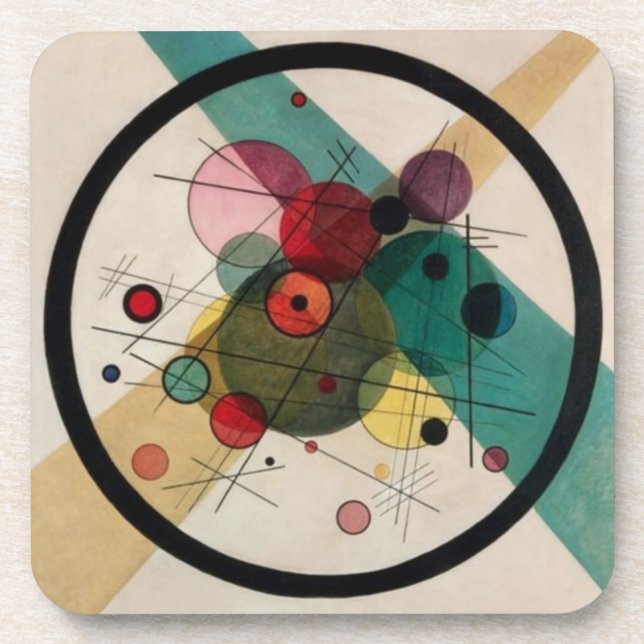 Kandinsky Abstract Circles in a Circle Coaster (Front)