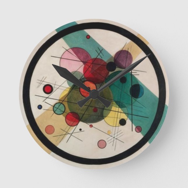 Kandinsky Abstract Circles in a Circle Round Clock (Front)
