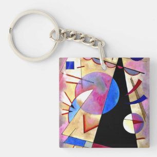 Kandinsky - Abstract Cubism with Pinks and Blues Key Ring