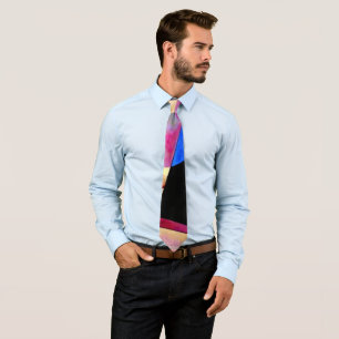 Kandinsky - Abstract Cubism with Pinks and Blues Tie