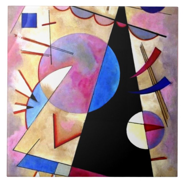 Kandinsky - Abstract Cubism with Pinks and Blues Tile (Front)