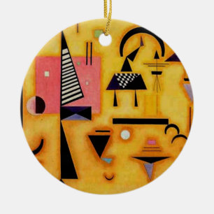 Kandinsky Abstract Decisive Pink Geometric Shapes Ceramic Tree Decoration