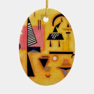 Kandinsky Abstract Decisive Pink Geometric Shapes Ceramic Tree Decoration