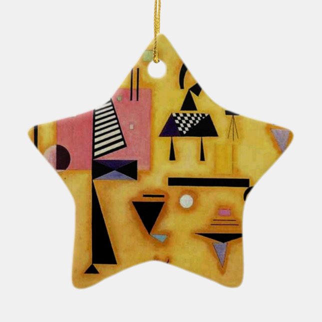 Kandinsky Abstract Decisive Pink Geometric Shapes Ceramic Tree Decoration (Front)