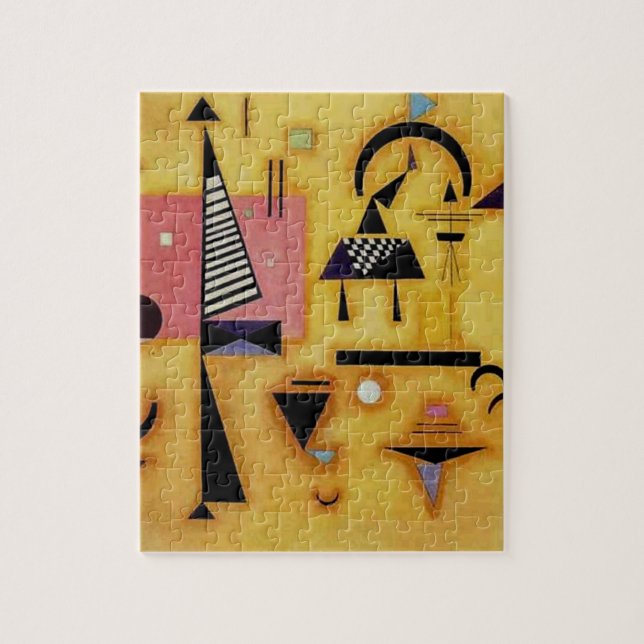 Kandinsky Abstract Decisive Pink Geometric Shapes Jigsaw Puzzle (Vertical)