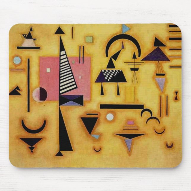 Kandinsky Abstract Decisive Pink Geometric Shapes Mouse Pad (Front)