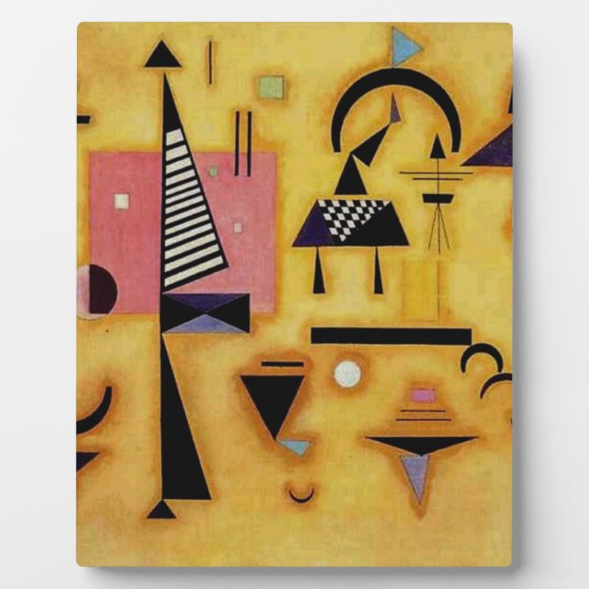 Kandinsky Abstract Decisive Pink Geometric Shapes Plaque (Front)