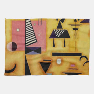 Kandinsky Abstract Decisive Pink Geometric Shapes Tea Towel