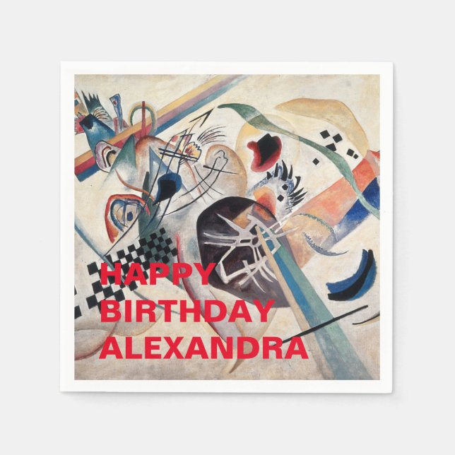Kandinsky Abstract Happy Birthday Napkin (Front)