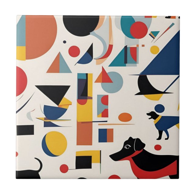 Kandinsky art & Dog lover /  Tile (Front)