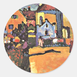 Kandinsky artwork, Grungasse in Murnau, Classic Round Sticker