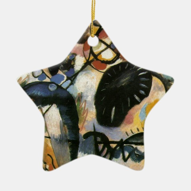 Kandinsky Black Spot Abstract Artwork Ceramic Tree Decoration (Front)