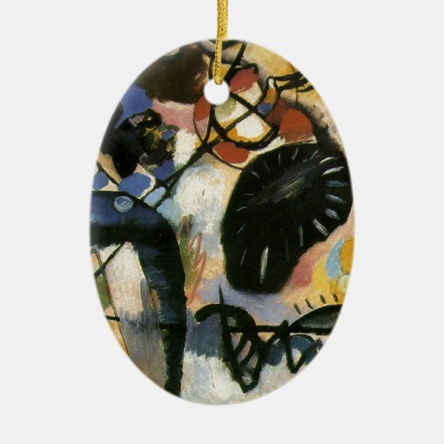 Kandinsky Black Spot Abstract Artwork Ceramic Tree Decoration (Front)