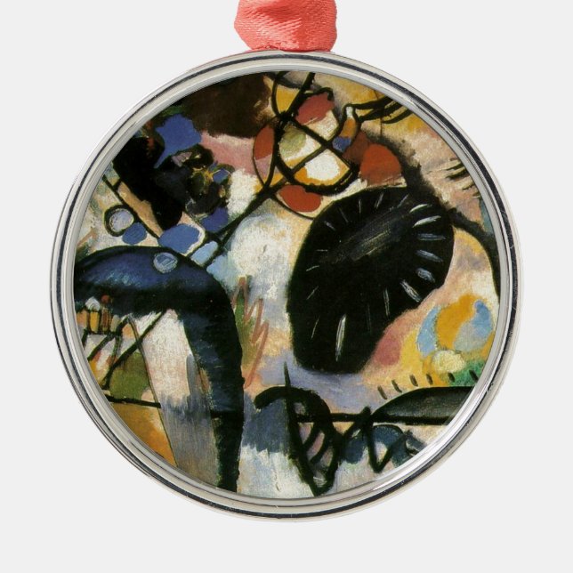 Kandinsky Black Spot Abstract Artwork Metal Tree Decoration (Front)