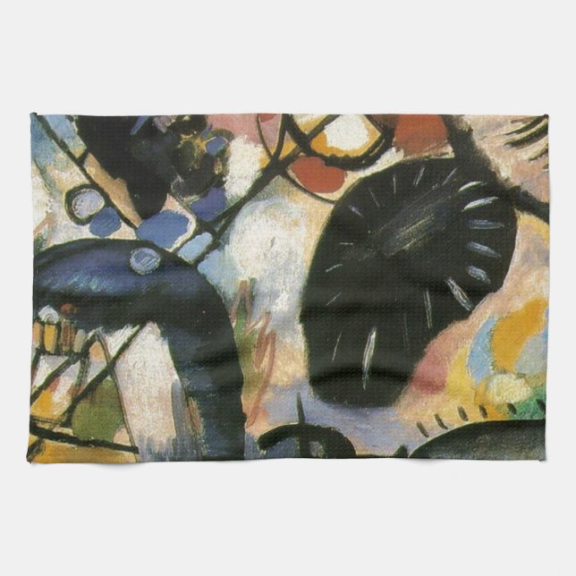 Kandinsky Black Spot Abstract Artwork Tea Towel (Horizontal)