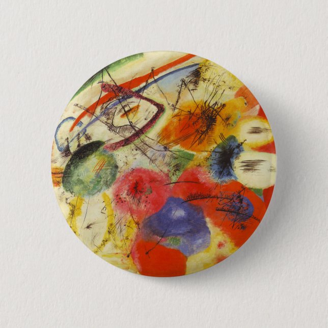 Kandinsky Black Strokes Abstract Painting 6 Cm Round Badge (Front)