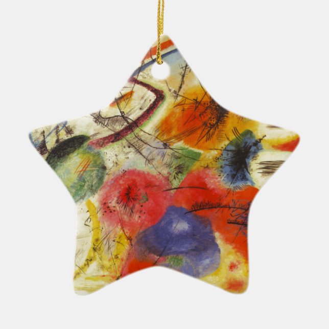 Kandinsky Black Strokes Abstract Painting Ceramic Tree Decoration (Front)