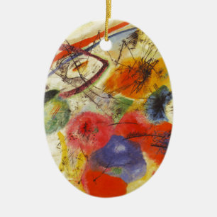 Kandinsky Black Strokes Abstract Painting Ceramic Tree Decoration