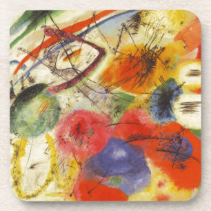 Kandinsky Black Strokes Abstract Painting Coaster
