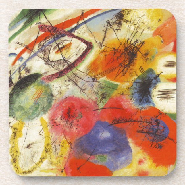 Kandinsky Black Strokes Abstract Painting Coaster (Front)
