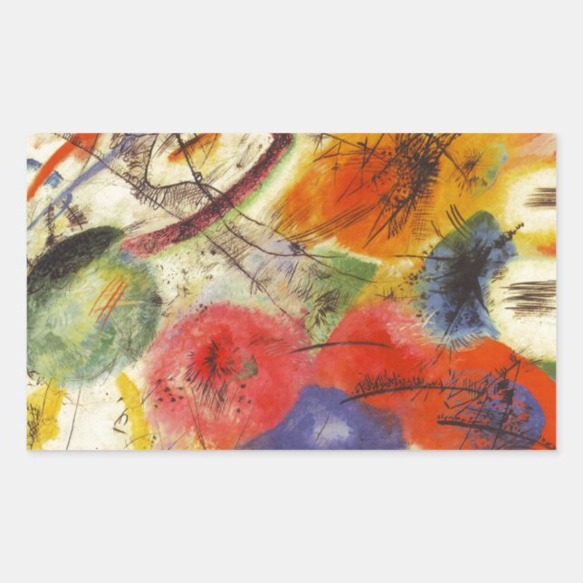 Kandinsky Black Strokes Abstract Painting Rectangular Sticker (Front)