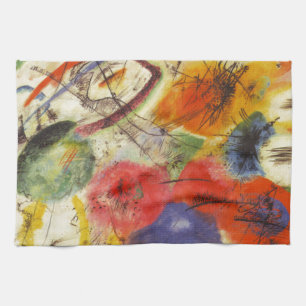 Kandinsky Black Strokes Abstract Painting Tea Towel