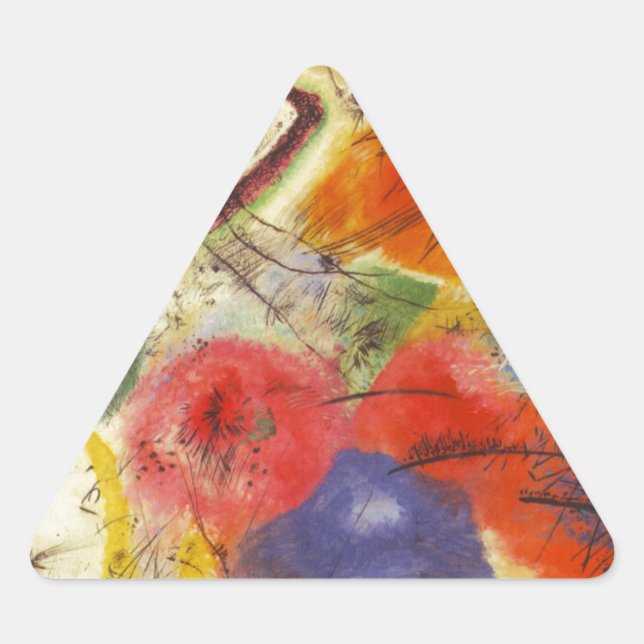 Kandinsky Black Strokes Abstract Painting Triangle Sticker (Front)