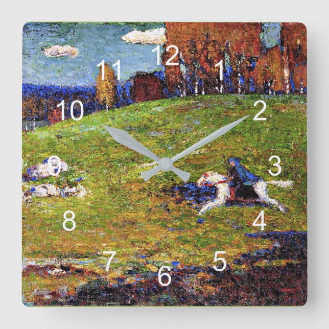 Kandinsky - Blue Rider, landscape painting Square Wall Clock (Front)