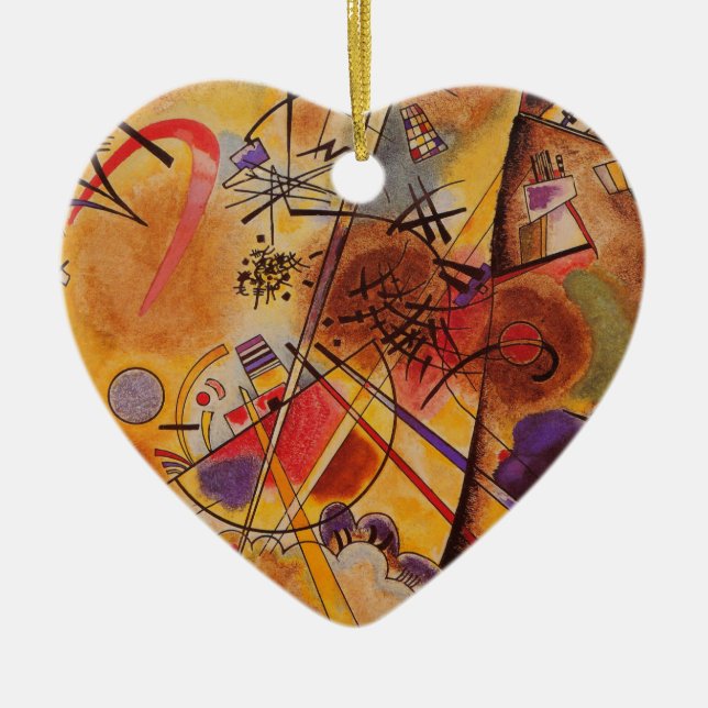 Kandinsky Brown Yellow Red Blue Ceramic Tree Decoration (Front)