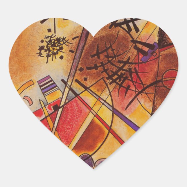 Kandinsky Brown Yellow Red Blue Heart Sticker (Front)