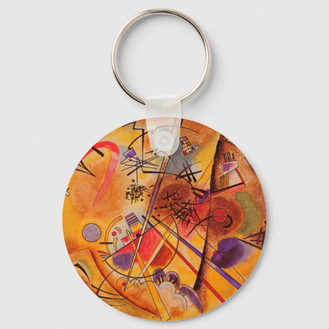 Kandinsky Brown Yellow Red Blue Key Ring (Front)