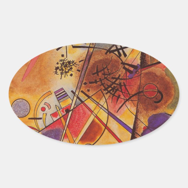 Kandinsky Brown Yellow Red Blue Oval Sticker (Front)