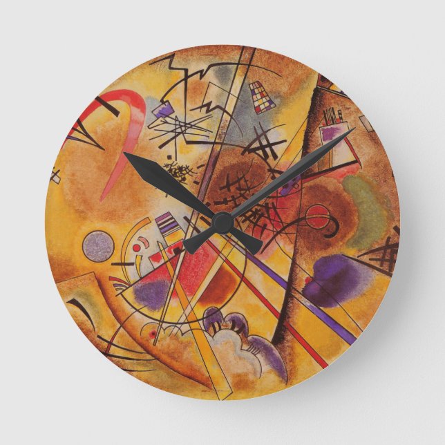 Kandinsky Brown Yellow Red Blue Round Clock (Front)
