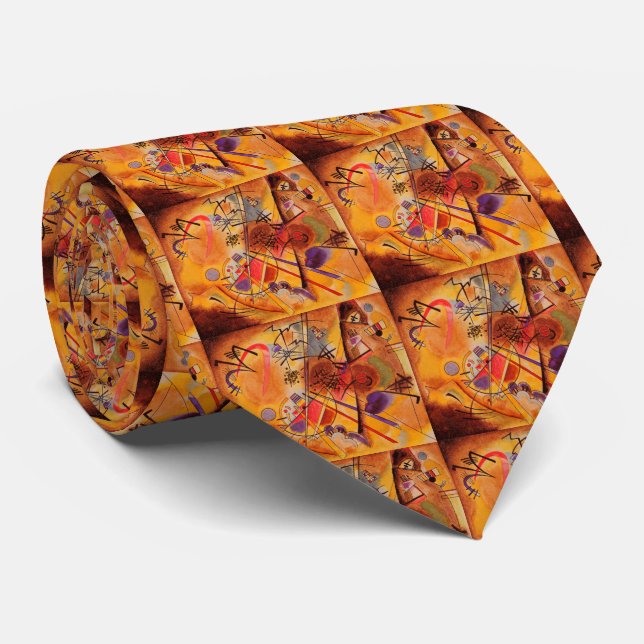 Kandinsky Brown Yellow Red Blue Tie (Rolled)