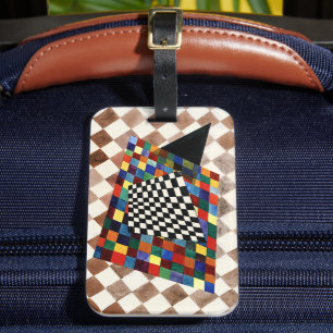 Kandinsky - Checked, colourful abstract painting, Luggage Tag