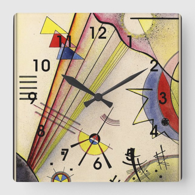 Kandinsky - Clear Connection, abstract art Square Wall Clock (Front)