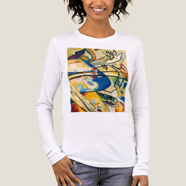 Kandinsky Composition IV Abstract Art Royal Blue Tri-Blend Shirt (Front)