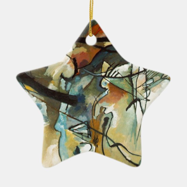 Kandinsky Composition V Abstract Painting Ceramic Tree Decoration (Front)
