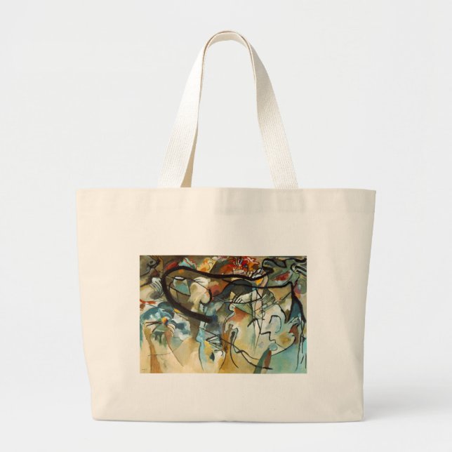 Kandinsky Composition V Abstract Painting Large Tote Bag (Front)