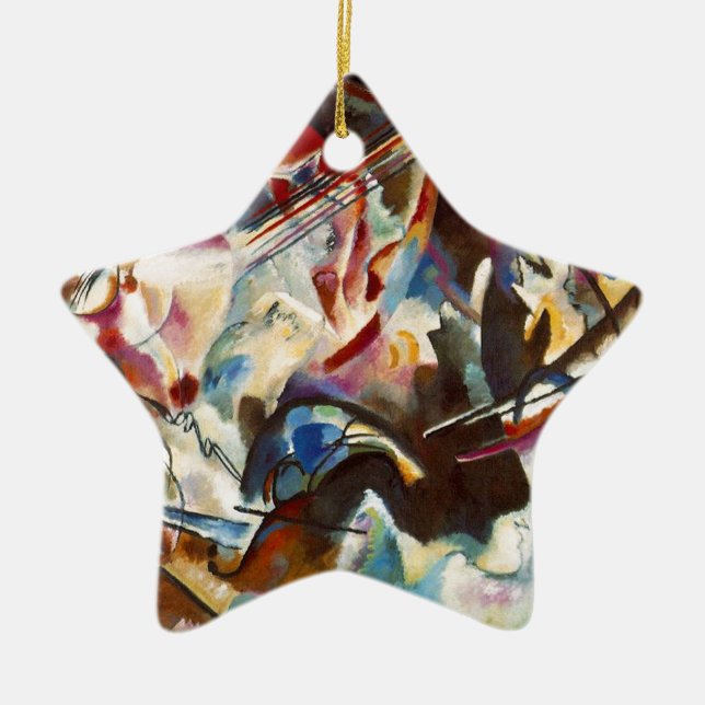 Kandinsky Composition VI Abstract Painting Ceramic Tree Decoration (Front)