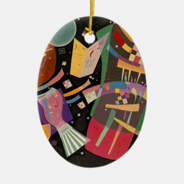 Kandinsky Composition X Abstract Artwork Ceramic Tree Decoration (Front)