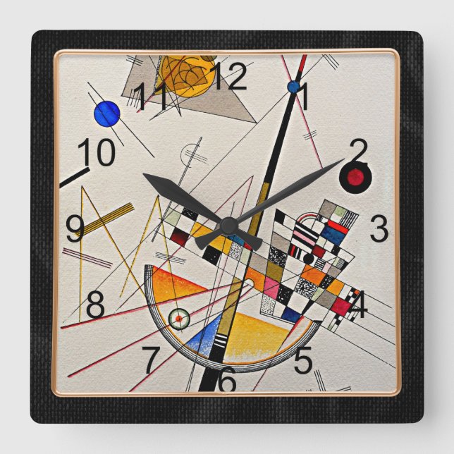 Kandinsky - Delicate Tension, Square Wall Clock (Front)