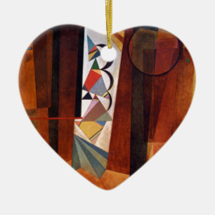 Kandinsky Development in Brown Abstract Painting Ceramic Tree Decoration