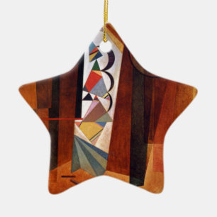 Kandinsky Development in Brown Abstract Painting Ceramic Tree Decoration