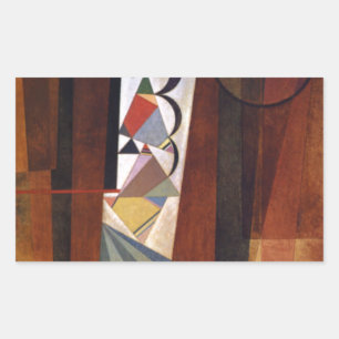 Kandinsky Development in Brown Abstract Painting Rectangular Sticker