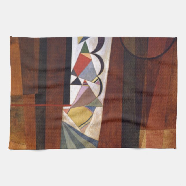 Kandinsky Development in Brown Abstract Painting Tea Towel (Horizontal)