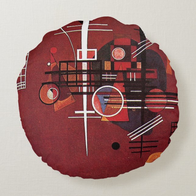 Kandinsky - Dull Red Round Cushion (Back)