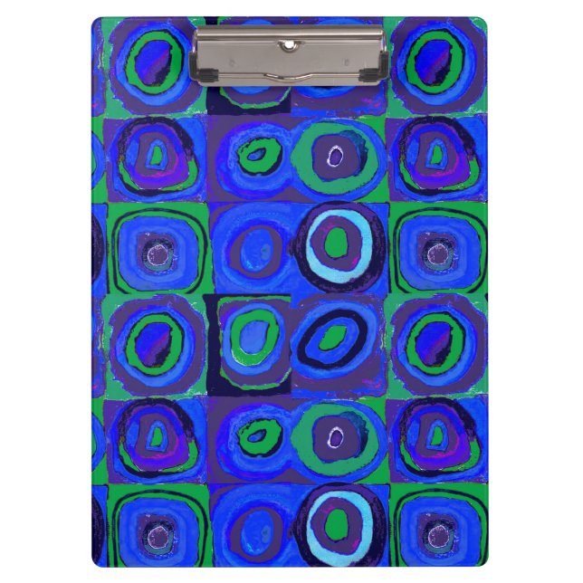 Kandinsky Farbstudie Blue Quadrate Square Circle  Clipboard (Front)