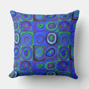 Kandinsky Farbstudie Blue Quadrate Square Circle  Cushion